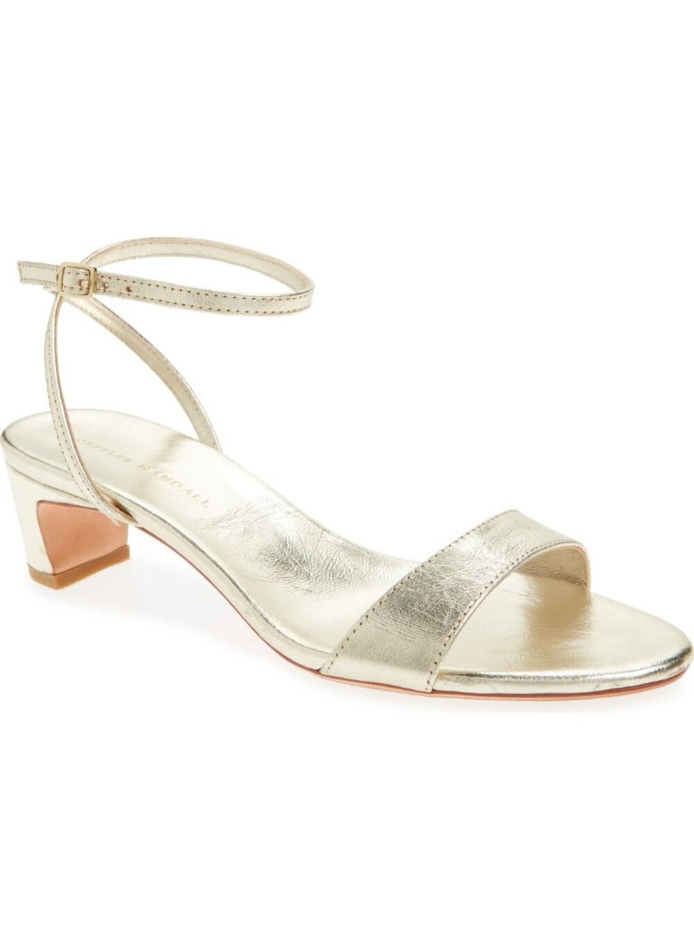 $360 LOEFFLER RANDAL Alice Ankle Strap Sandal CHAMPAGNE LEATHER 9 (DD5)